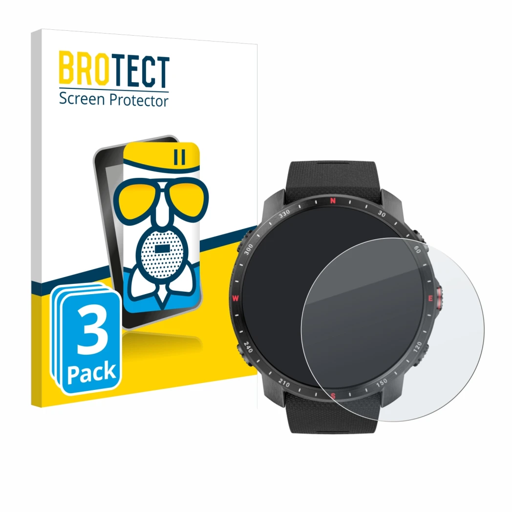 Face avant d’un emballage produit avec le logo de la marque BROTECT. À côté, l’appareil Polar Grit X Pro est représenté avec l