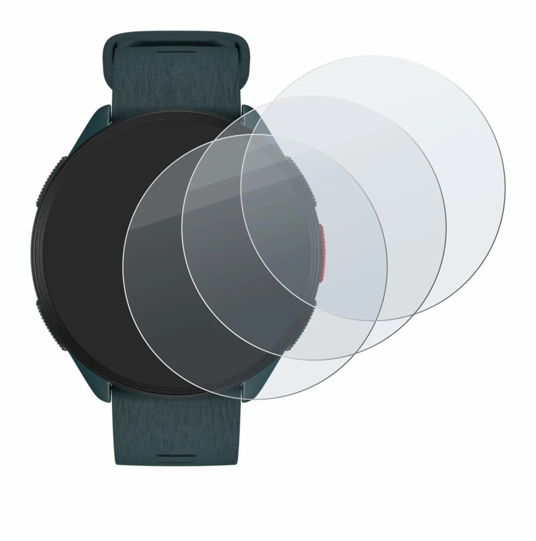 Image de l'appareil Polar Pacer avec une grande variété de protections d'écran.