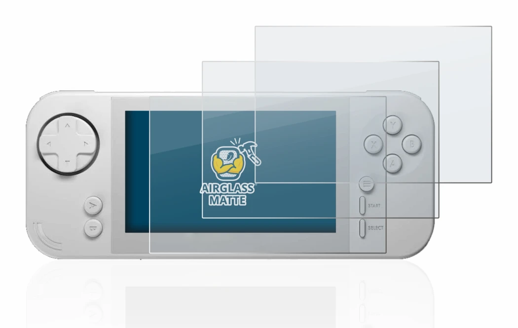 Image de l'appareil Evercade EXP avec une grande variété de protections d'écran.