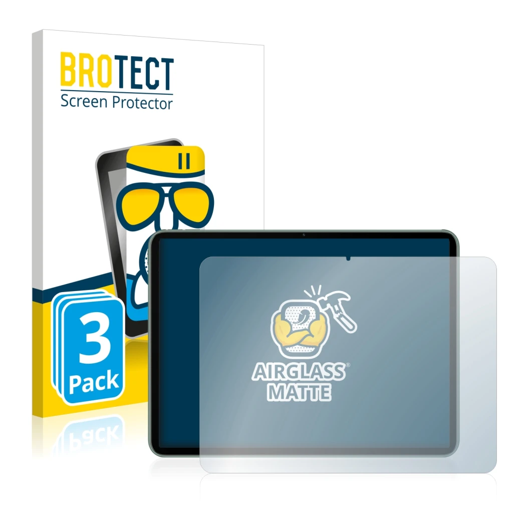 Face avant d’un emballage produit avec le logo de la marque BROTECT. À côté, l’appareil OnePlus Pad est représenté avec la pro