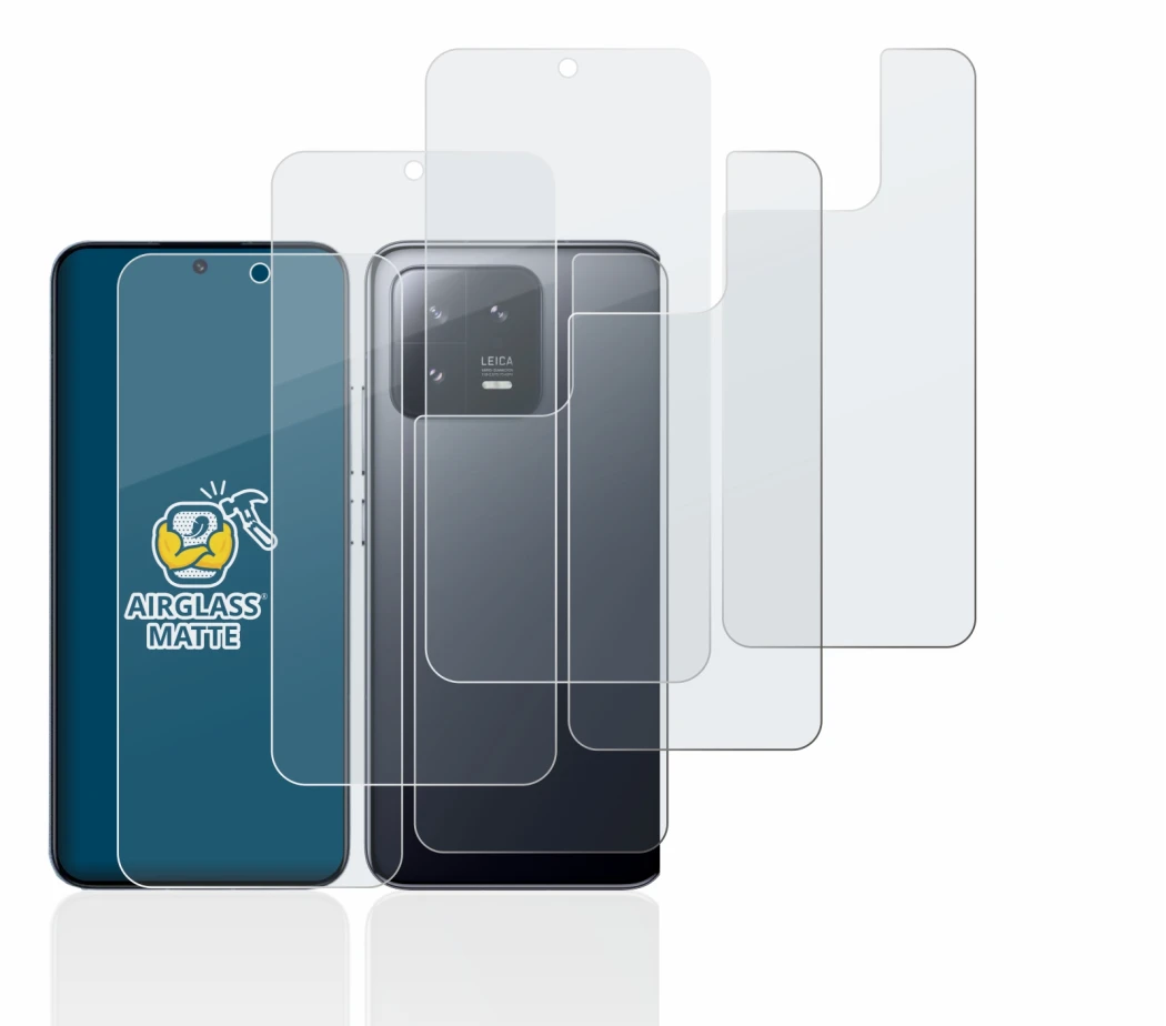 Image de l'appareil Xiaomi 13 (Avant+Arrière) avec une grande variété de protections d'écran.