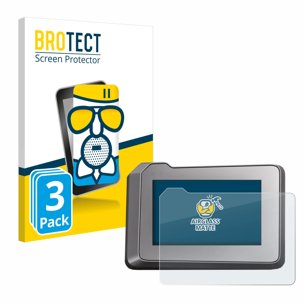 Face avant d’un emballage produit avec le logo de la marque BROTECT. À côté, l’appareil KTM 1290 Super Duke R 2022 TFT-Display