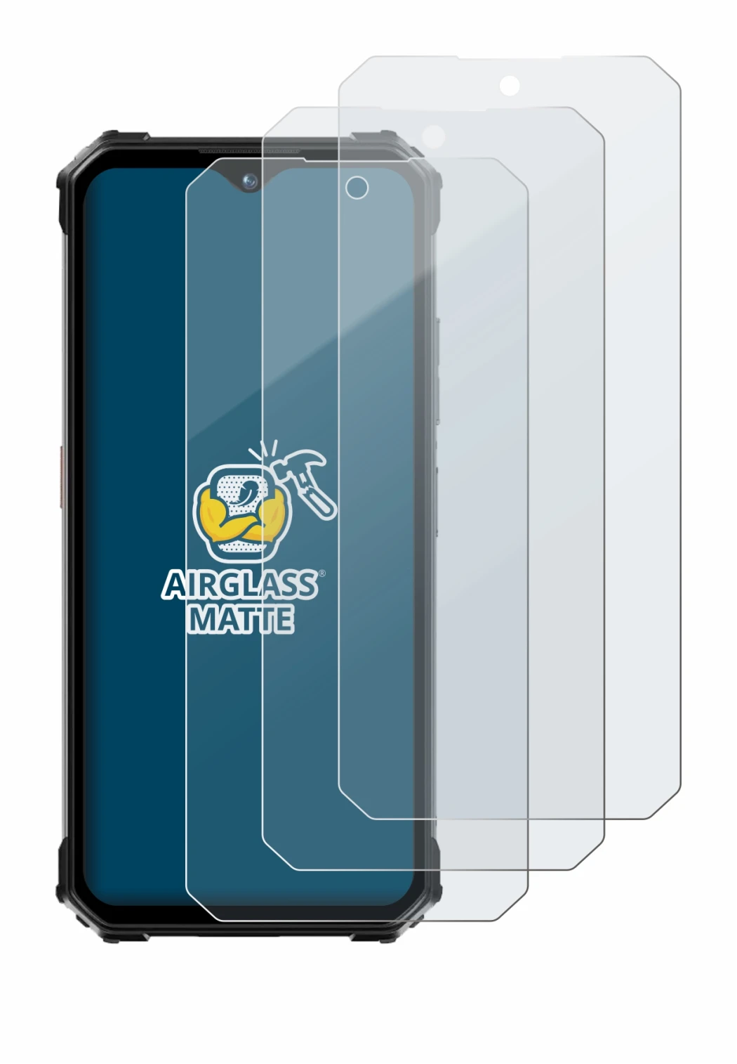 Image de l'appareil Oukitel WP26 avec une grande variété de protections d'écran.