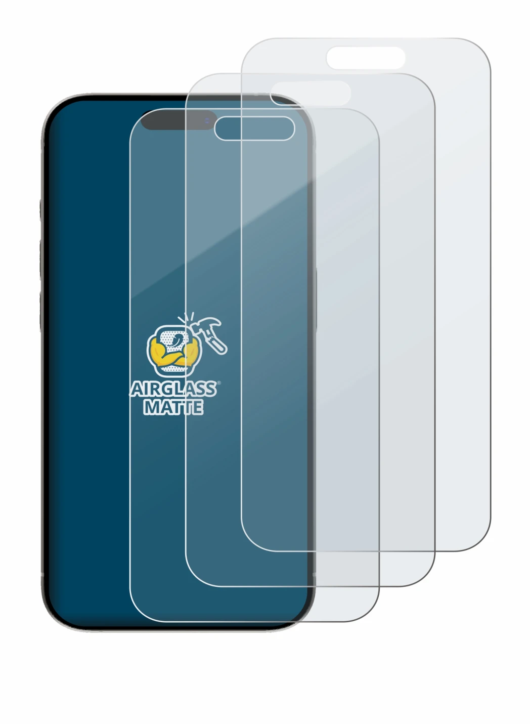 Image de l'appareil Apple iPhone 15 avec une grande variété de protections d'écran.