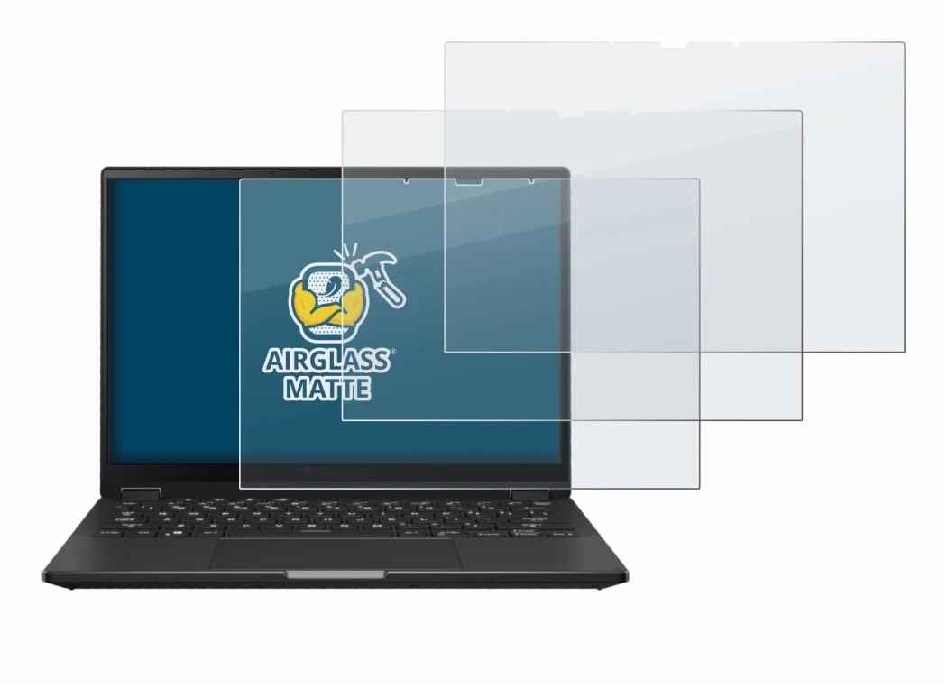 Image de l'appareil ASUS ROG Flow X13 2023 avec une grande variété de protections d'écran.