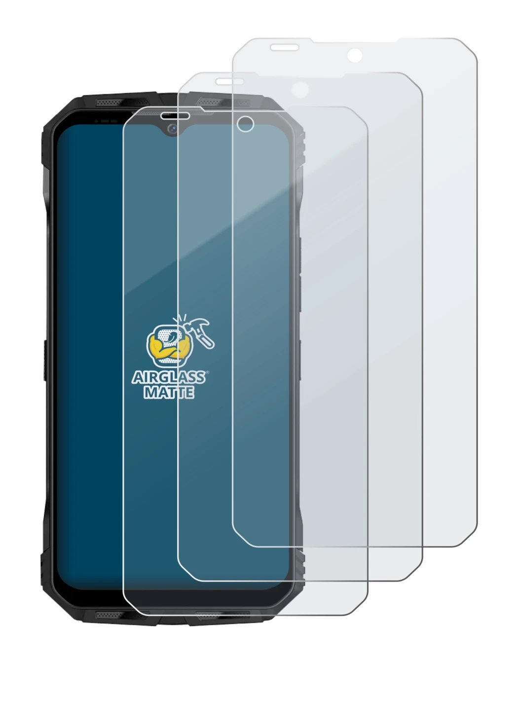 Image de l'appareil Doogee V Max avec une grande variété de protections d'écran.