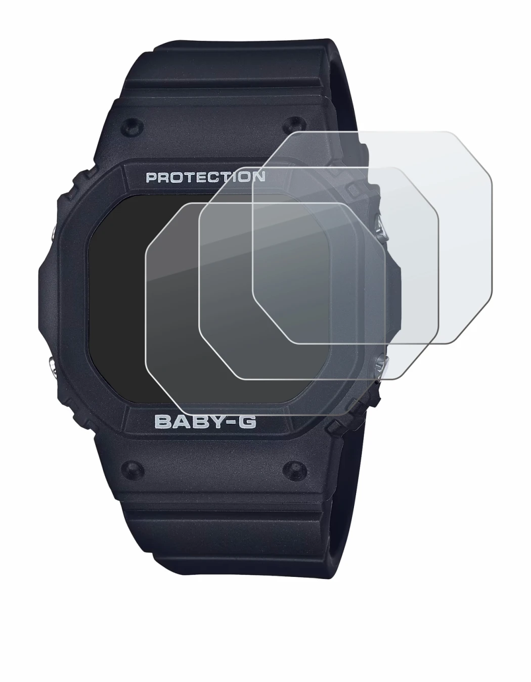 Image de l'appareil Casio Baby-G BGD-565 avec une grande variété de protections d'écran.