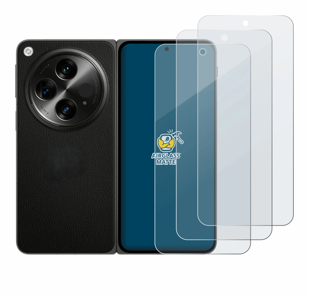 Image de l'appareil OnePlus Open avec une grande variété de protections d'écran.