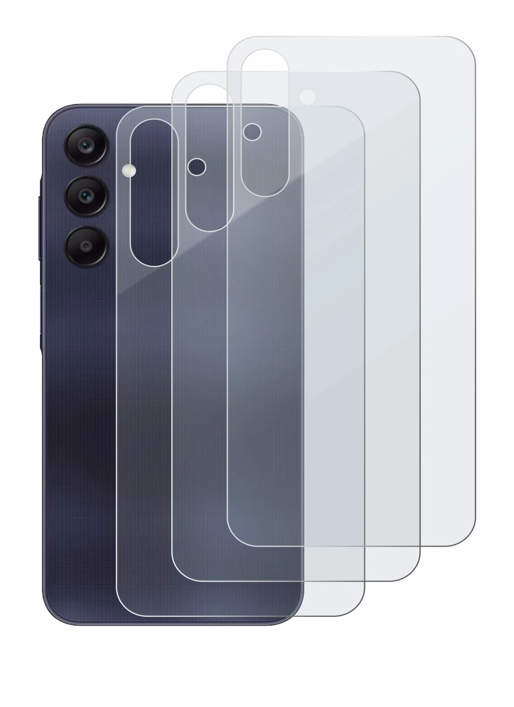 Image de l'appareil Samsung Galaxy A25 5G (Arrière) avec une grande variété de protections d'écran.