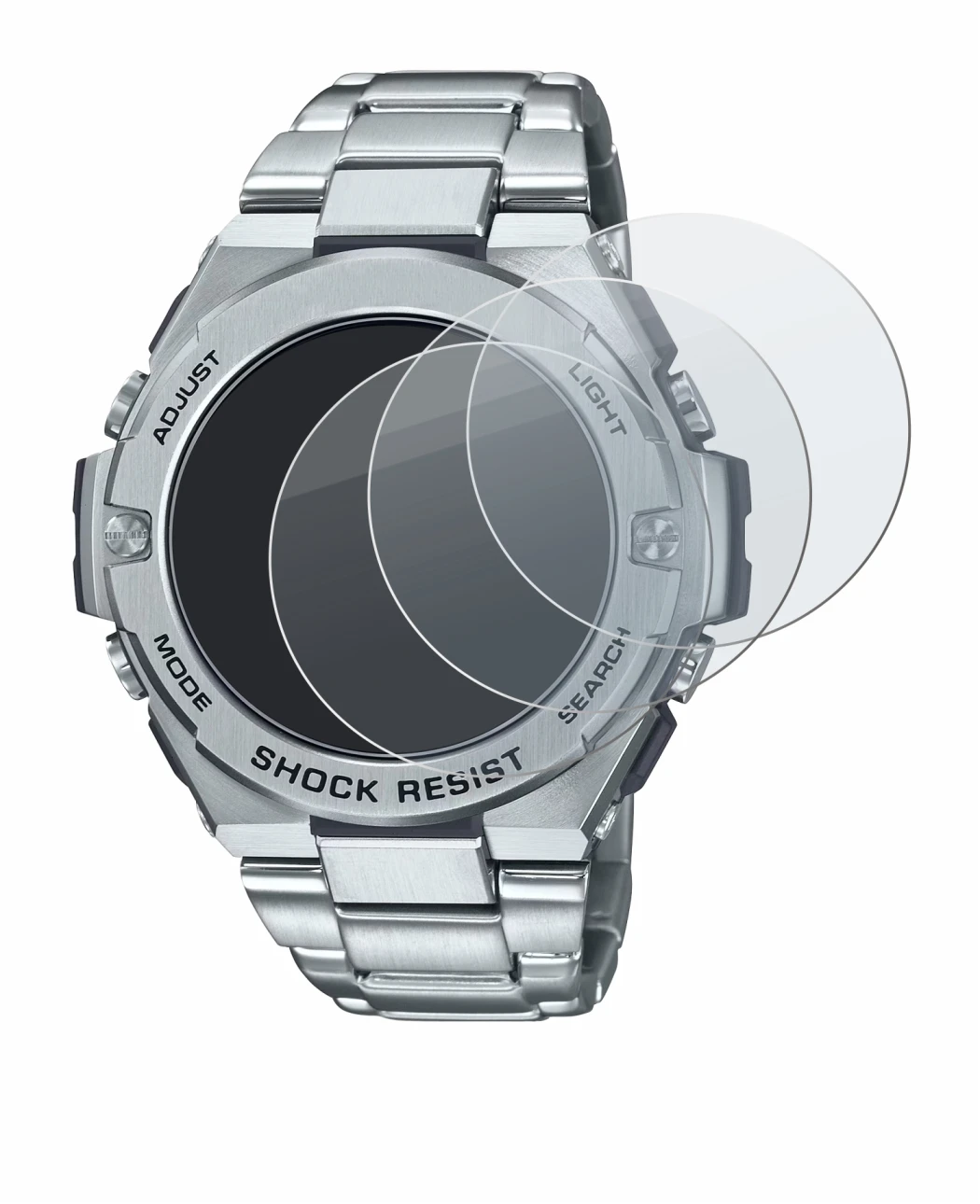 Image de l'appareil Casio G-Shock GST-B500D-1A avec une grande variété de protections d'écran.