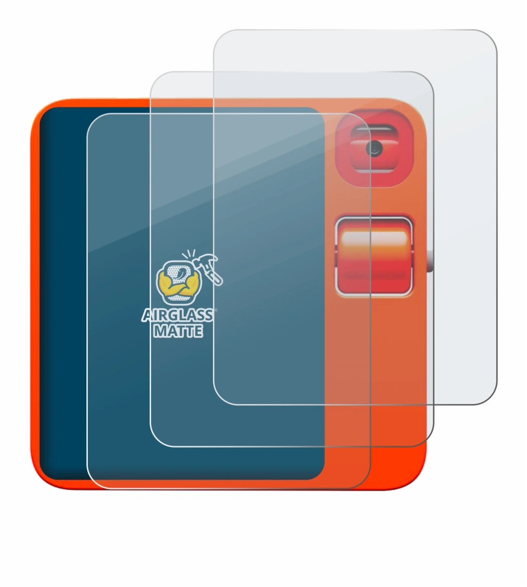 Image de l'appareil rabbit r1 avec une grande variété de protections d'écran.