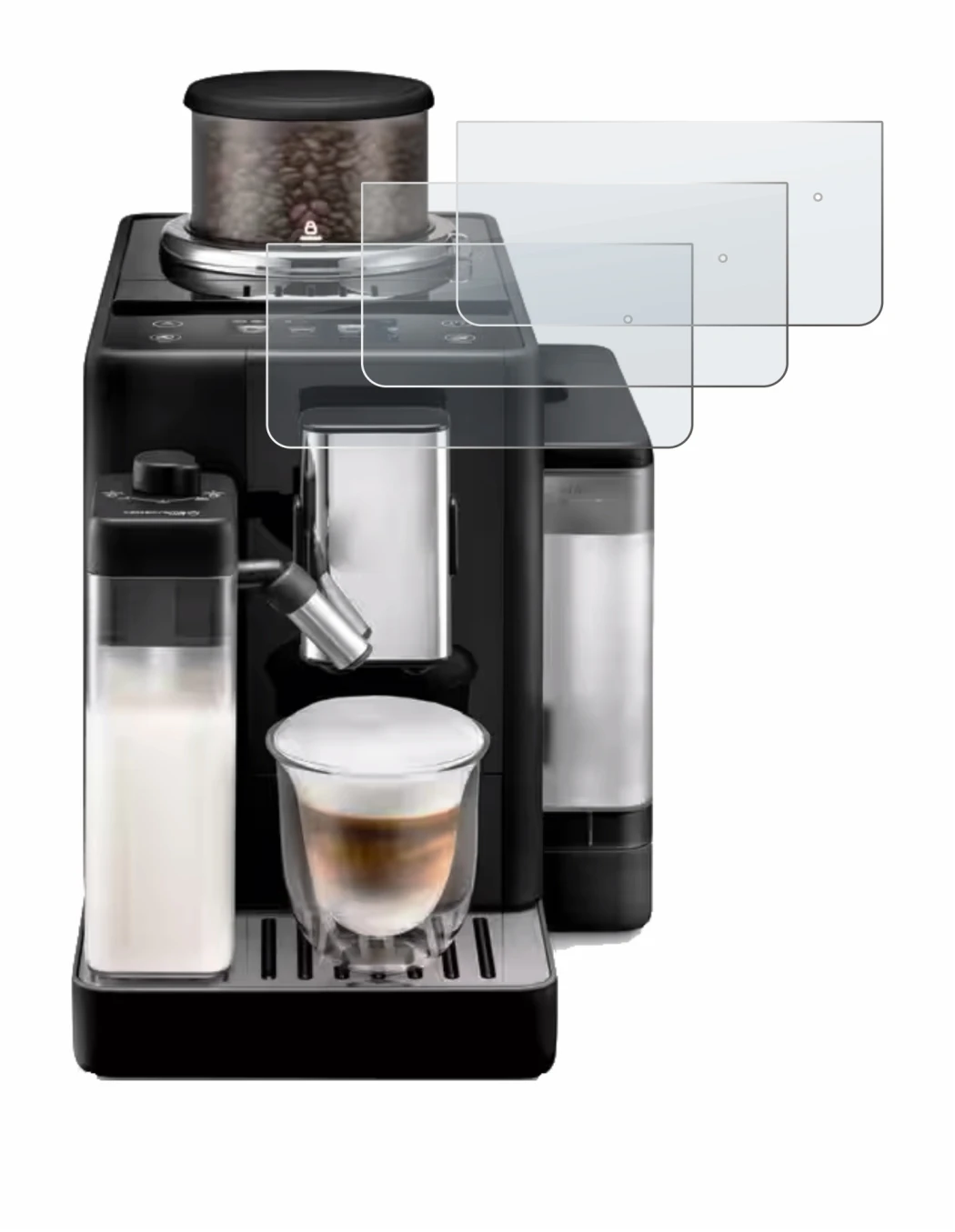 Image de l'appareil DeLonghi Rivelia avec une grande variété de protections d'écran.