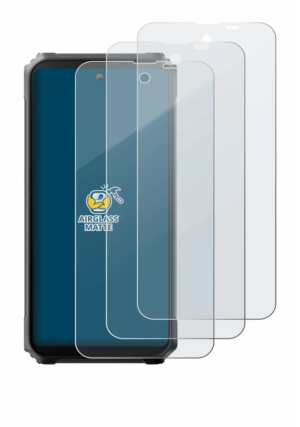 Image de l'appareil Blackview BL8000 5G avec une grande variété de protections d'écran.