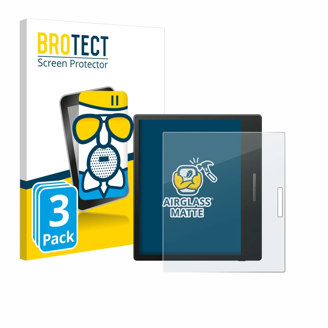 Face avant d’un emballage produit avec le logo de la marque BROTECT. À côté, l’appareil Boox Go Color 7 est représenté avec la