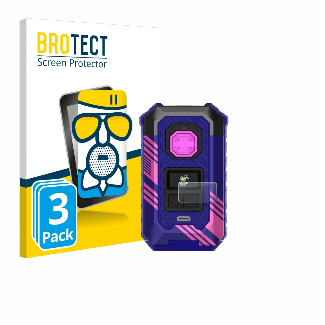 Face avant d’un emballage produit avec le logo de la marque BROTECT. À côté, l’appareil Vaporesso Armour Max est représenté av