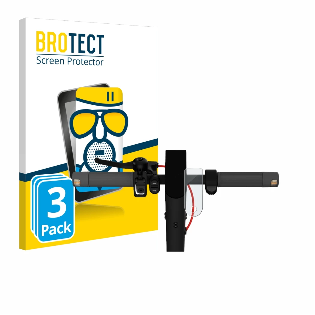 Face avant d’un emballage produit avec le logo de la marque BROTECT. À côté, l’appareil Xiaomi Mi 4 Lite E-Scooter (2e Gen.) e