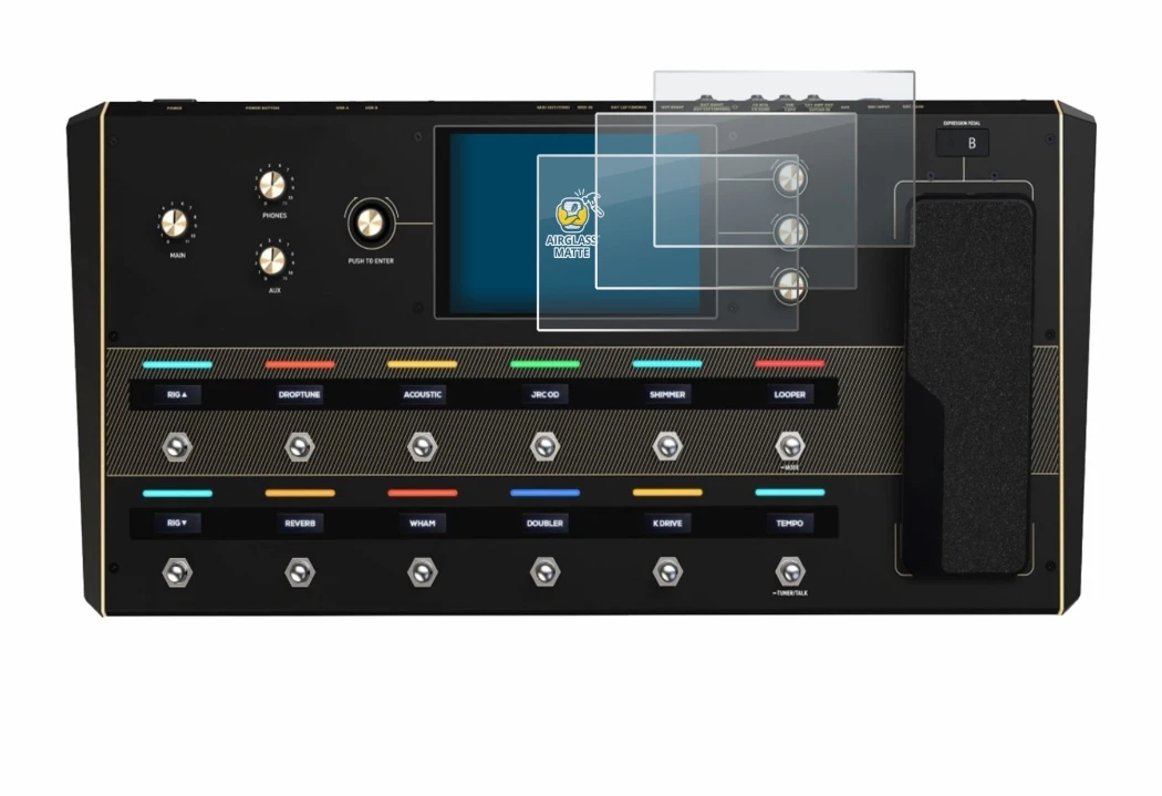 Image de l'appareil Headrush Prime avec une grande variété de protections d'écran.