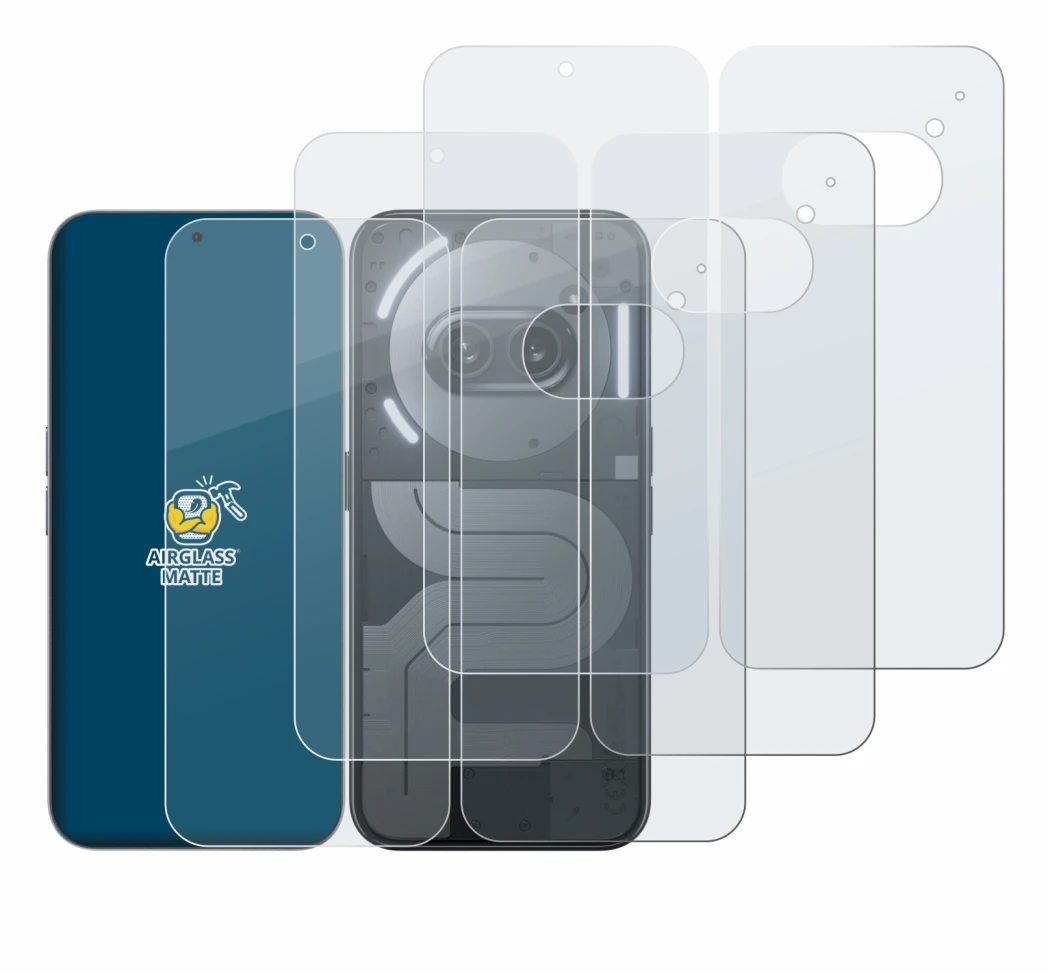 Image de l'appareil Nothing Phone (2a) Plus (Avant+Arrière) avec une grande variété de protections d'écran.