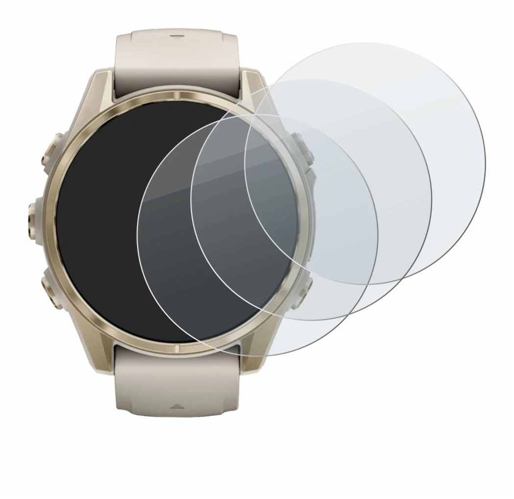 Image de l'appareil Garmin Fenix 8 (43 mm) avec une grande variété de protections d'écran.