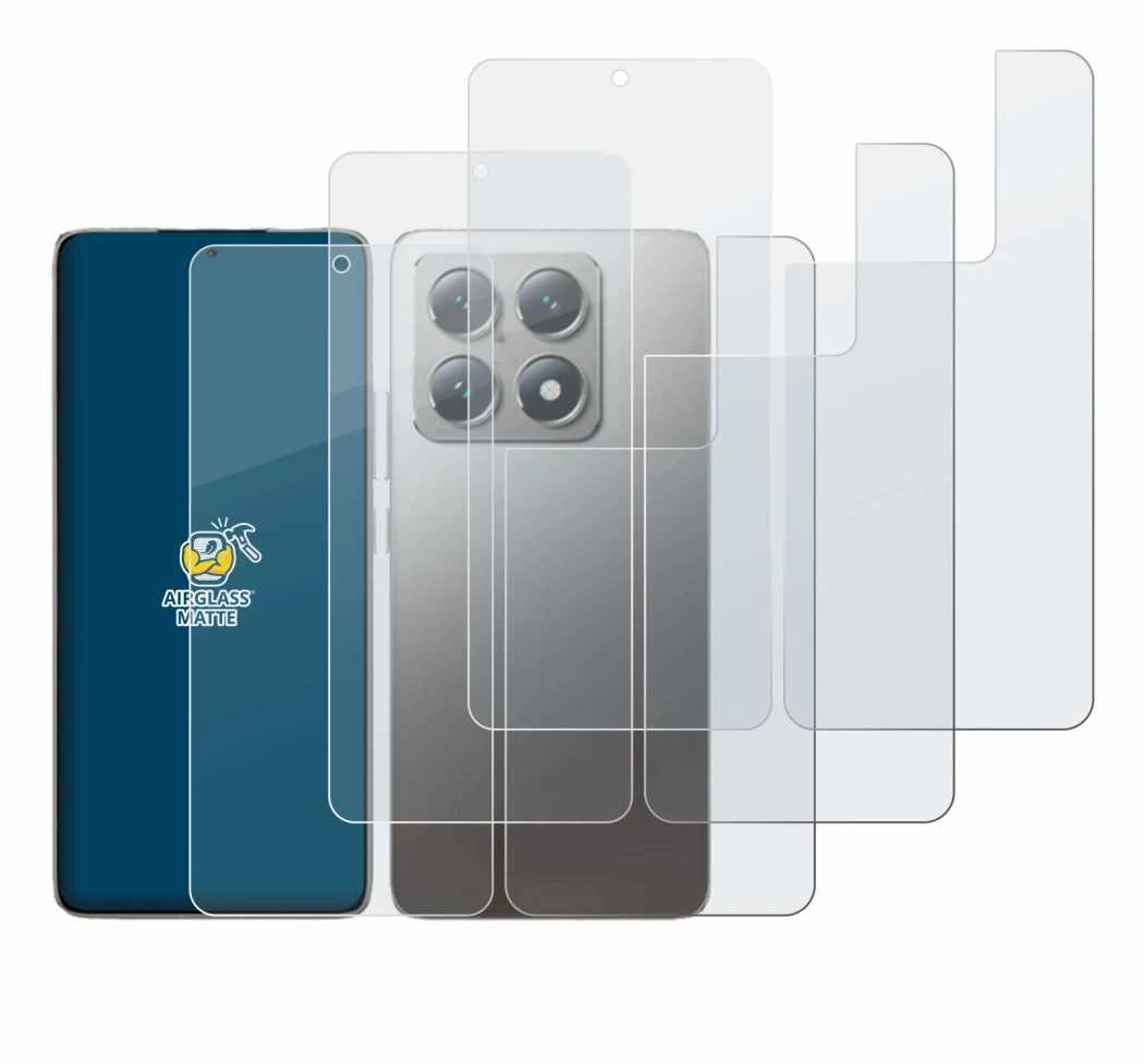 Image de l'appareil Xiaomi 14T (Avant+Arrière) avec une grande variété de protections d'écran.