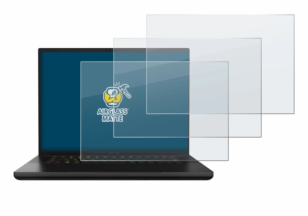 Image de l'appareil Razer Blade 16 2024 avec une grande variété de protections d'écran.