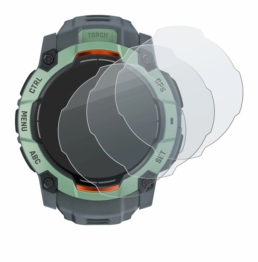 Image de l'appareil Garmin Instinct 3 AMOLED (45 mm) avec une grande variété de protections d'écran.