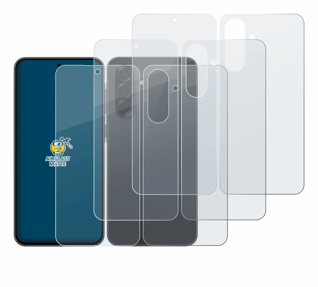 Image de l'appareil Samsung Galaxy A36 5G (Avant+Arrière) avec une grande variété de protections d'écran.