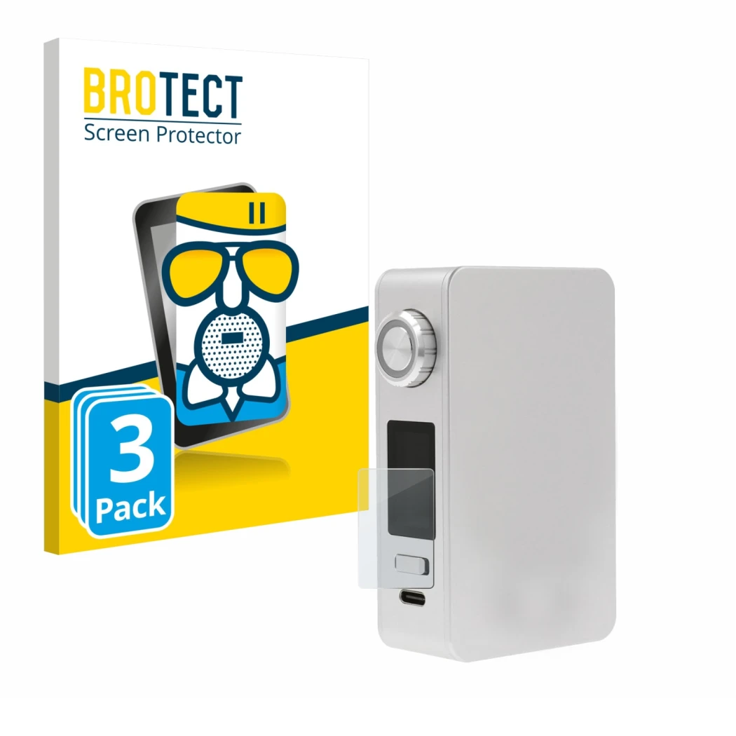 Face avant d’un emballage produit avec le logo de la marque BROTECT. À côté, l’appareil Lost Vape Centaurus M200 est représent