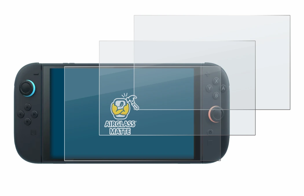 Image de l'appareil Nintendo Switch 2 avec une grande variété de protections d'écran.