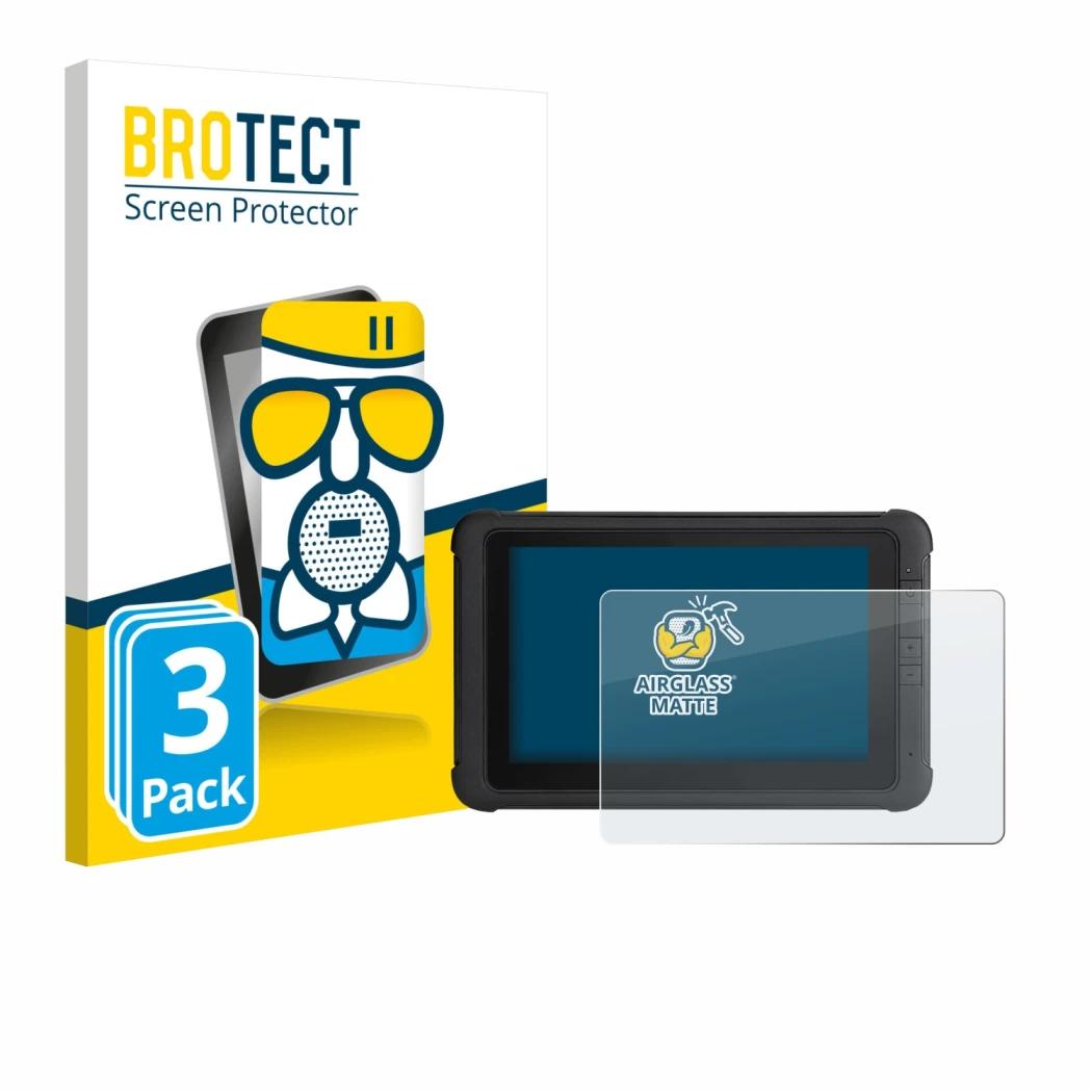 Face avant d’un emballage produit avec le logo de la marque BROTECT. À côté, l’appareil Webfleet PRO 8475 est représenté avec