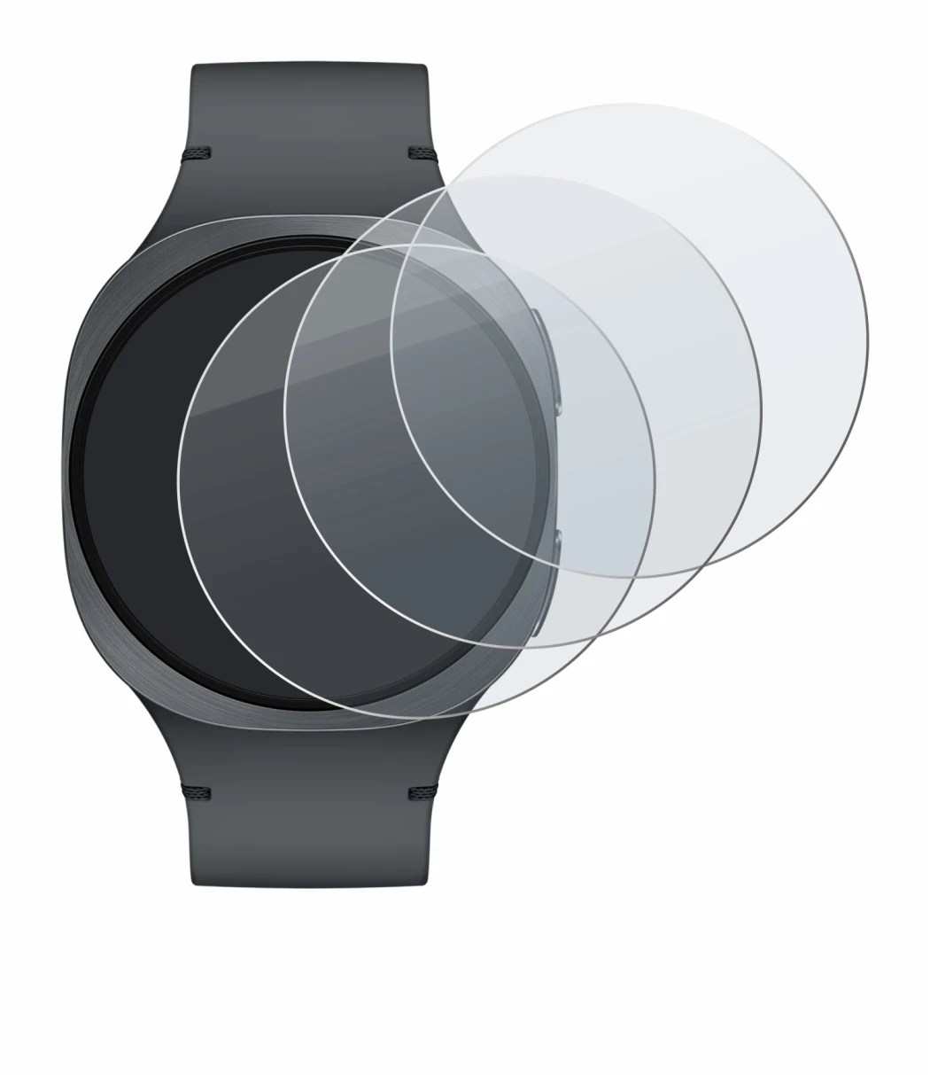 Image de l'appareil Samsung Galaxy Watch 8 (40 mm) avec une grande variété de protections d'écran.