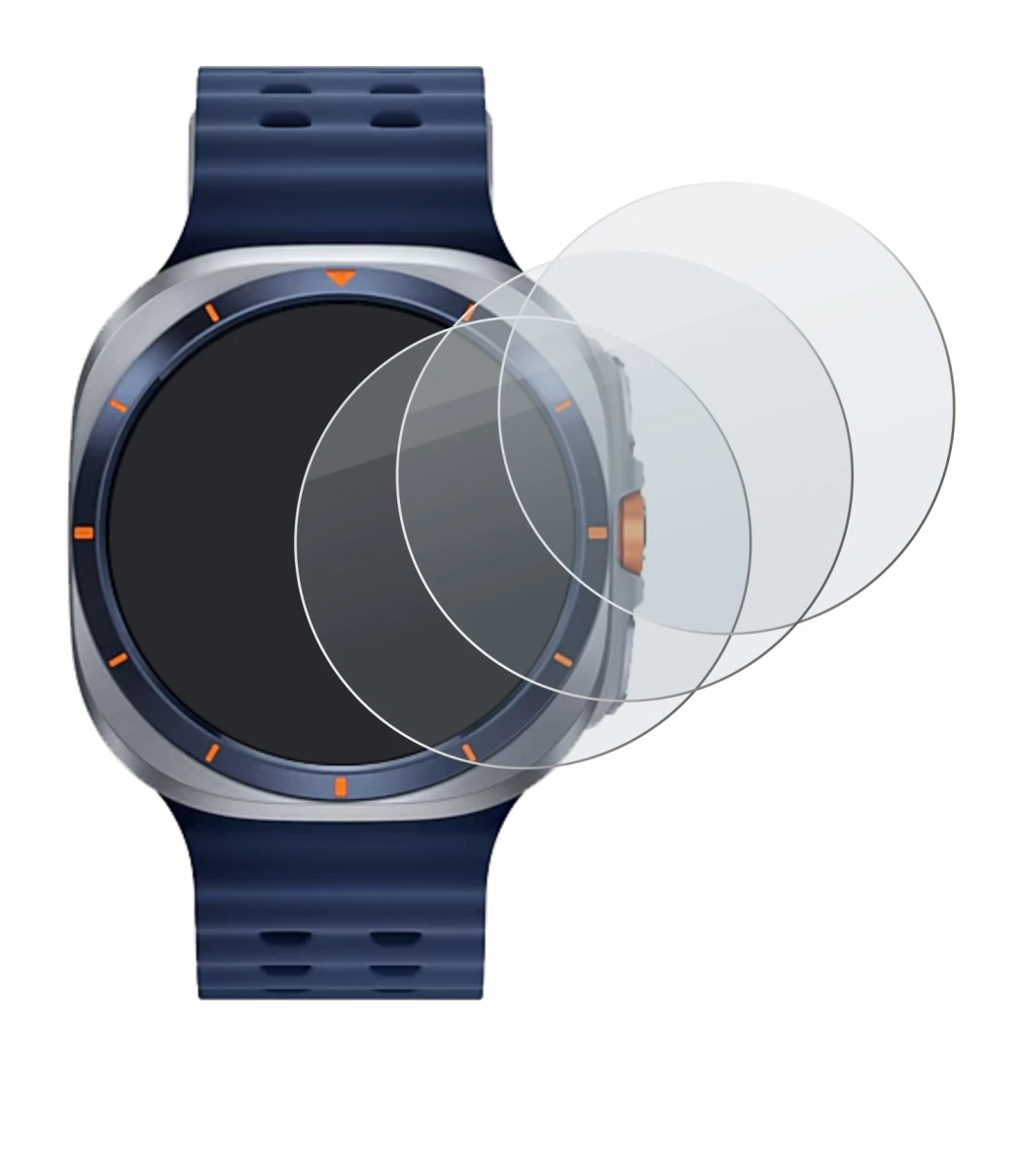Image de l'appareil Samsung Galaxy Watch Ultra 2 (47 mm) avec une grande variété de protections d'écran.
