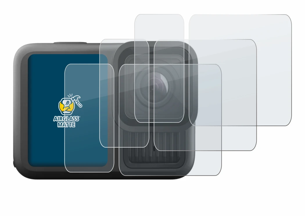 Image de l'appareil GoPro Hero 13 Black Ultra Wide Edition avec une grande variété de protections d'écran.