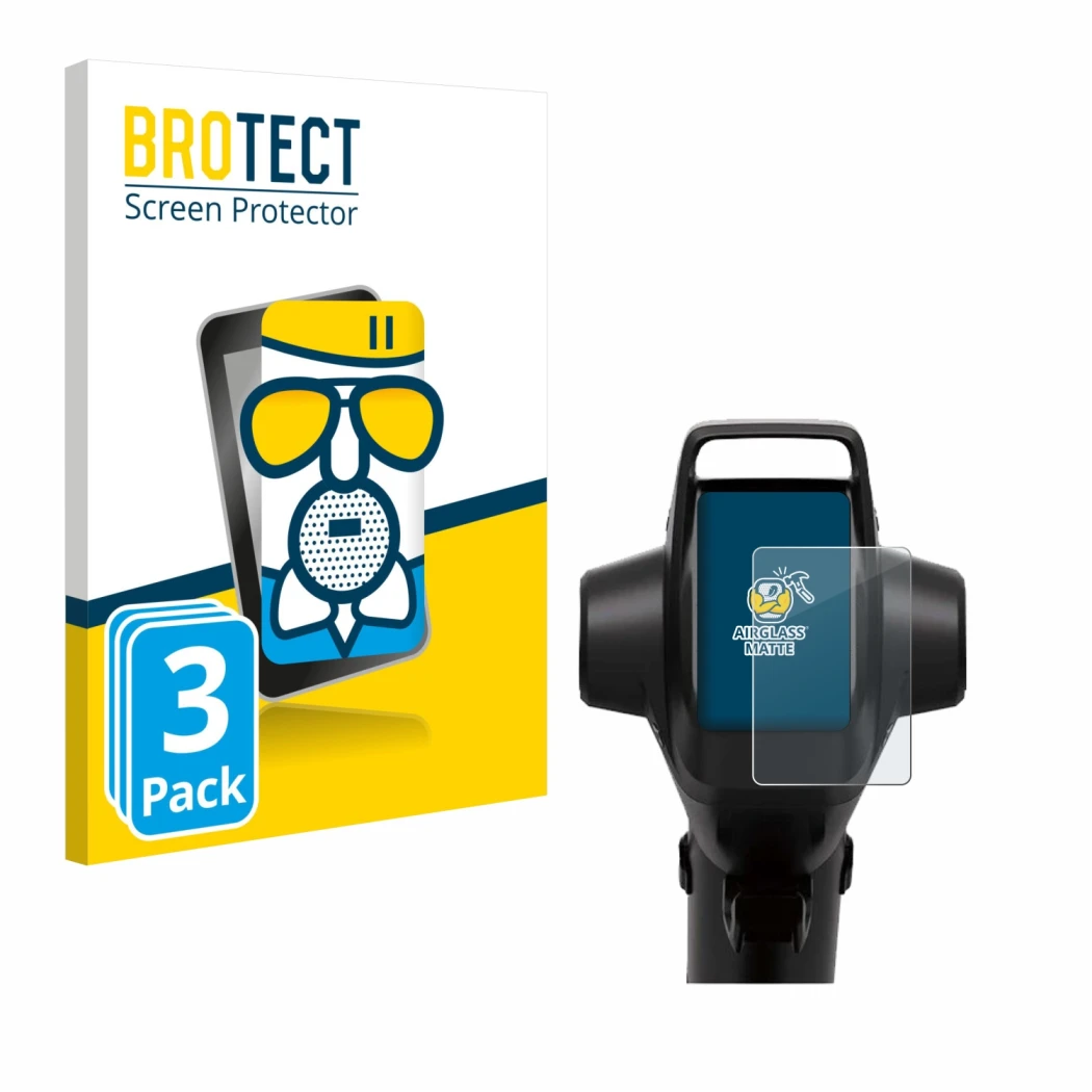 Face avant d’un emballage produit avec le logo de la marque BROTECT. À côté, l’appareil Segway GT3 Pro est représenté avec la 