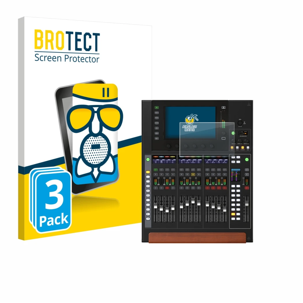 Face avant d’un emballage produit avec le logo de la marque BROTECT. À côté, l’appareil Behringer Wing Compact est représenté 