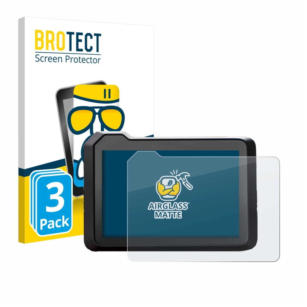 Face avant d’un emballage produit avec le logo de la marque BROTECT. À côté, l’appareil KTM 990 Duke 2024 est représenté avec 