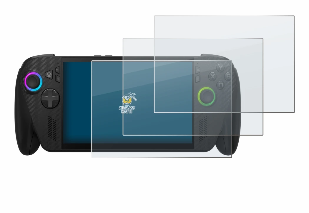 Image de l'appareil ASUS ROG Ally X 2025 avec une grande variété de protections d'écran.