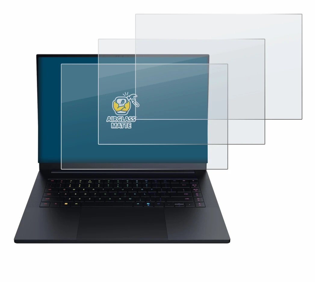 Image de l'appareil Razer Blade 16 2025 avec une grande variété de protections d'écran.