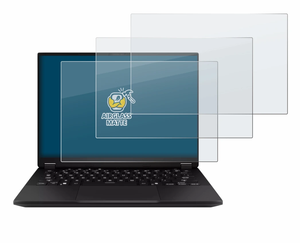 Image de l'appareil ASUS TUF Gaming A14 avec une grande variété de protections d'écran.