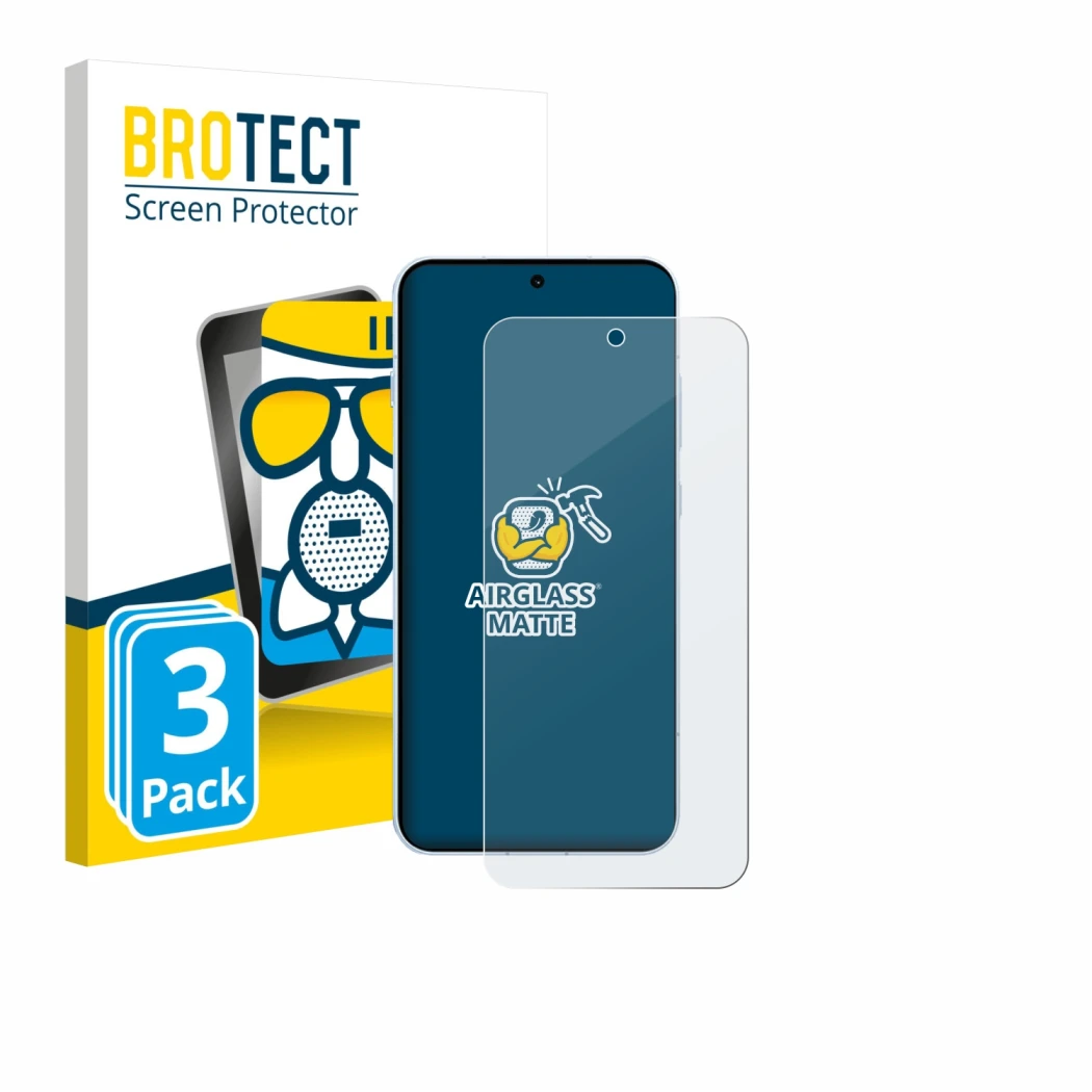 Face avant d’un emballage produit avec le logo de la marque BROTECT. À côté, l’appareil Oppo Find X8s est représenté avec la p