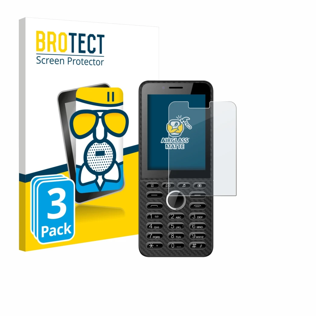 Face avant d’un emballage produit avec le logo de la marque BROTECT. À côté, l’appareil Energizer E288S est représenté avec la