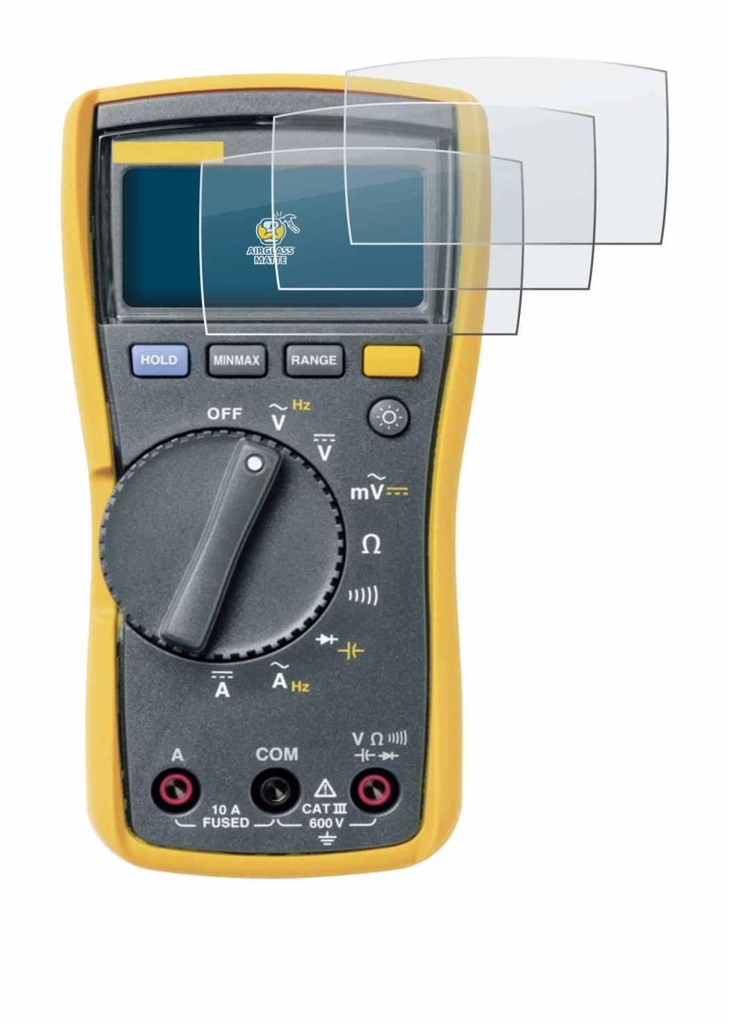 Image de l'appareil Fluke MultiMeter 113 avec une grande variété de protections d'écran.