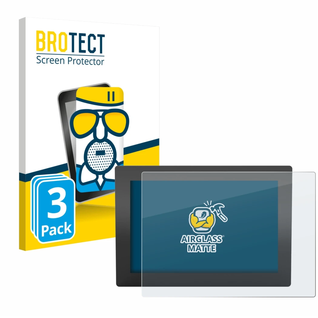 Face avant d’un emballage produit avec le logo de la marque BROTECT. À côté, l’appareil WAGO Web Panel 400 est représenté avec