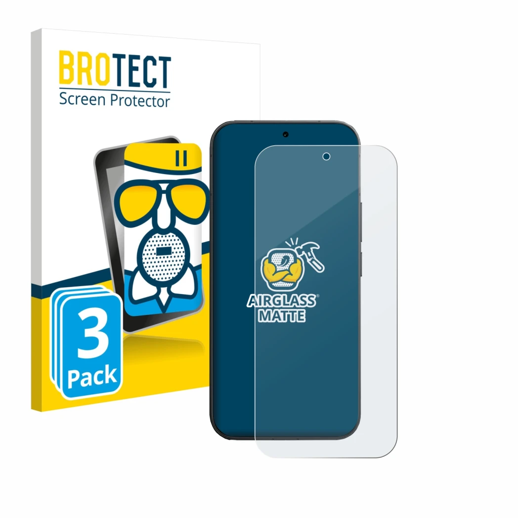 Face avant d’un emballage produit avec le logo de la marque BROTECT. À côté, l’appareil Vivo V70 est représenté avec la protec