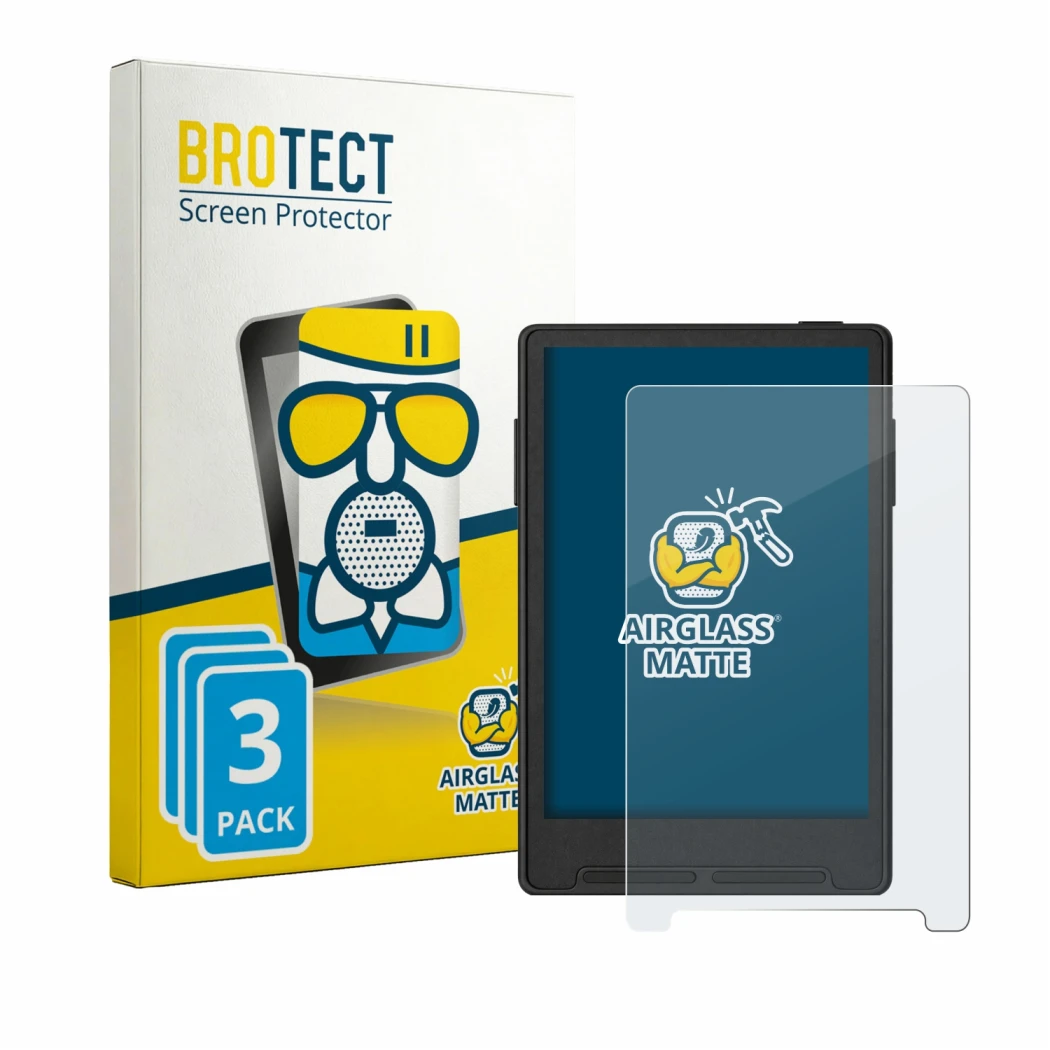 Face avant d’un emballage produit avec le logo de la marque BROTECT. À côté, l’appareil Xteink X3 est représenté avec la prote