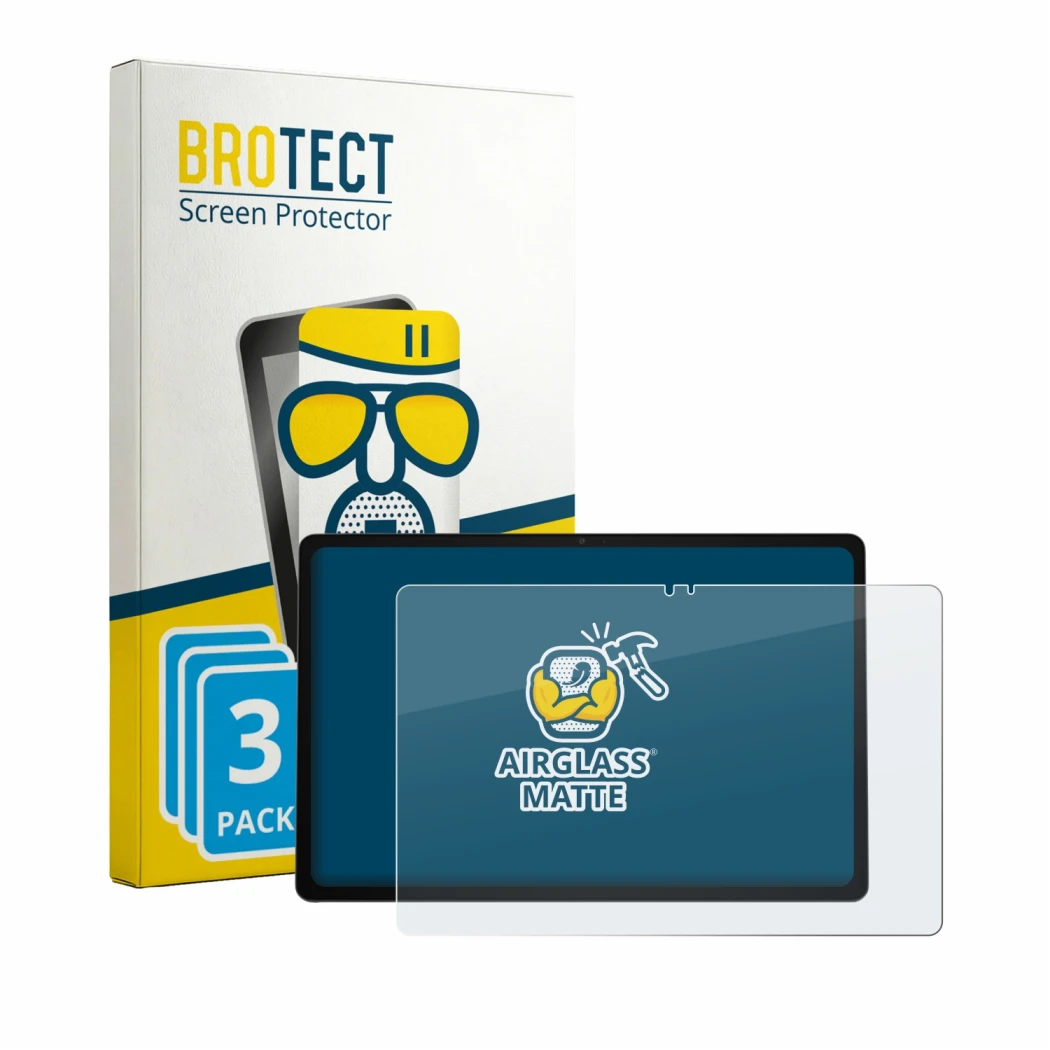 Face avant d’un emballage produit avec le logo de la marque BROTECT. À côté, l’appareil ASUS Chromebook CM32 est représenté av