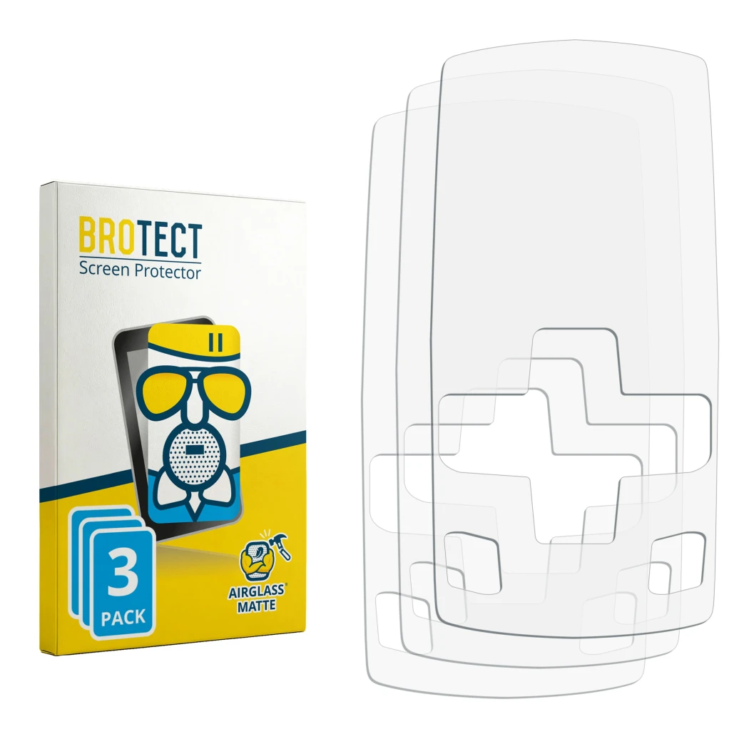 Face avant d’un emballage produit avec le logo de la marque BROTECT. À côté se trouve la protection d’écran correspondante.