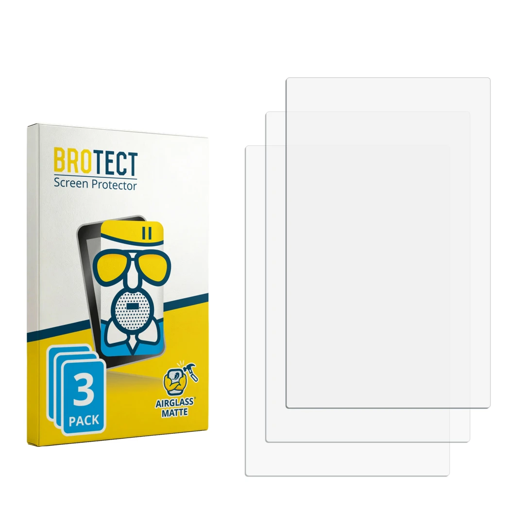 Face avant d’un emballage produit avec le logo de la marque BROTECT. À côté se trouve la protection d’écran correspondante.