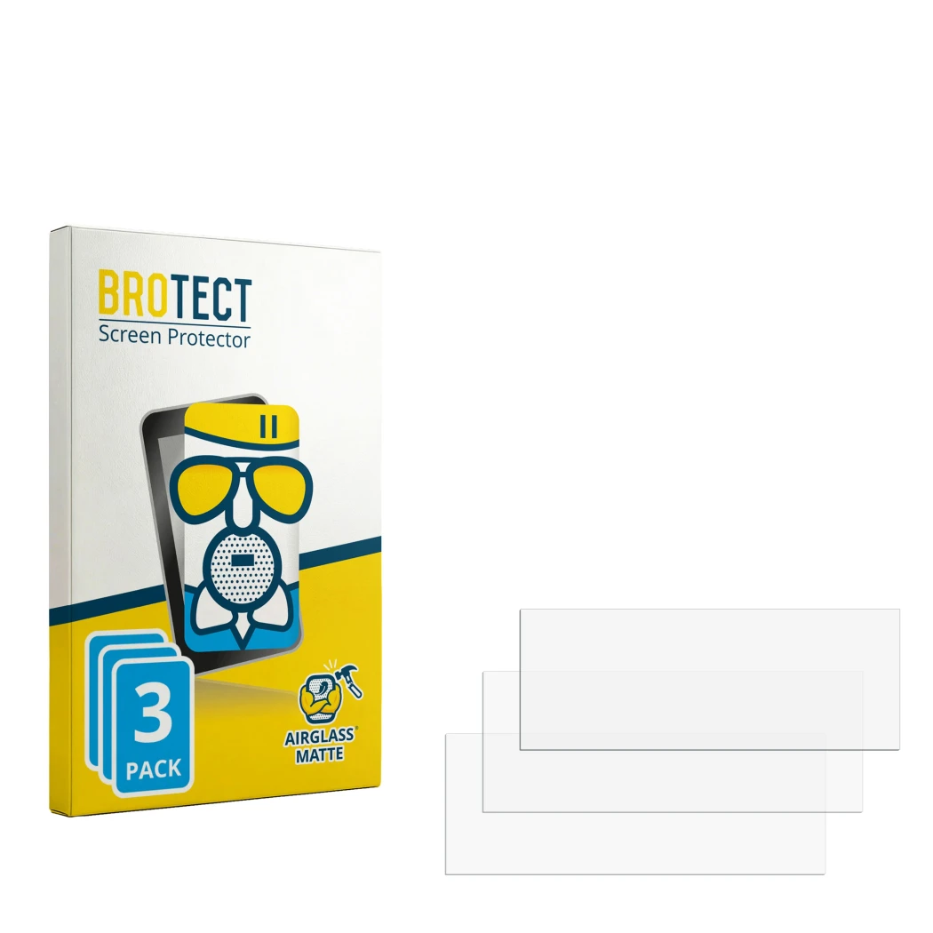 Face avant d’un emballage produit avec le logo de la marque BROTECT. À côté se trouve la protection d’écran correspondante.