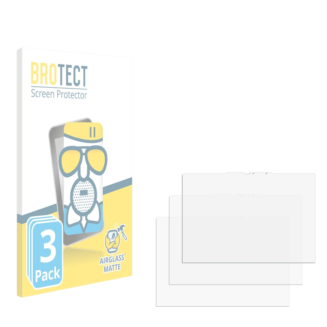 Face avant d’un emballage produit avec le logo de la marque BROTECT. À côté se trouve la protection d’écran correspondante.